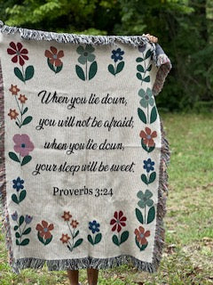 Proverbs 3:24 Woven Blanket